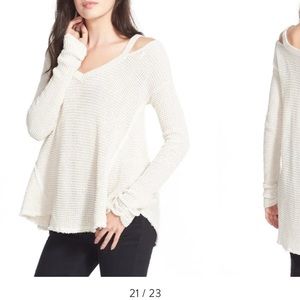 free people moonshine v cold shoulder sweater